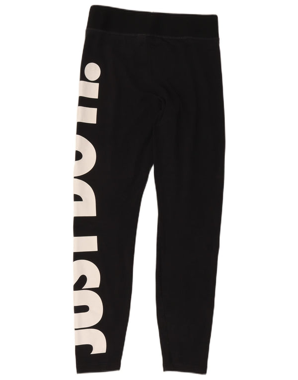 Nike Womens Graphic Leggings UK 12 Medium Black Polyester