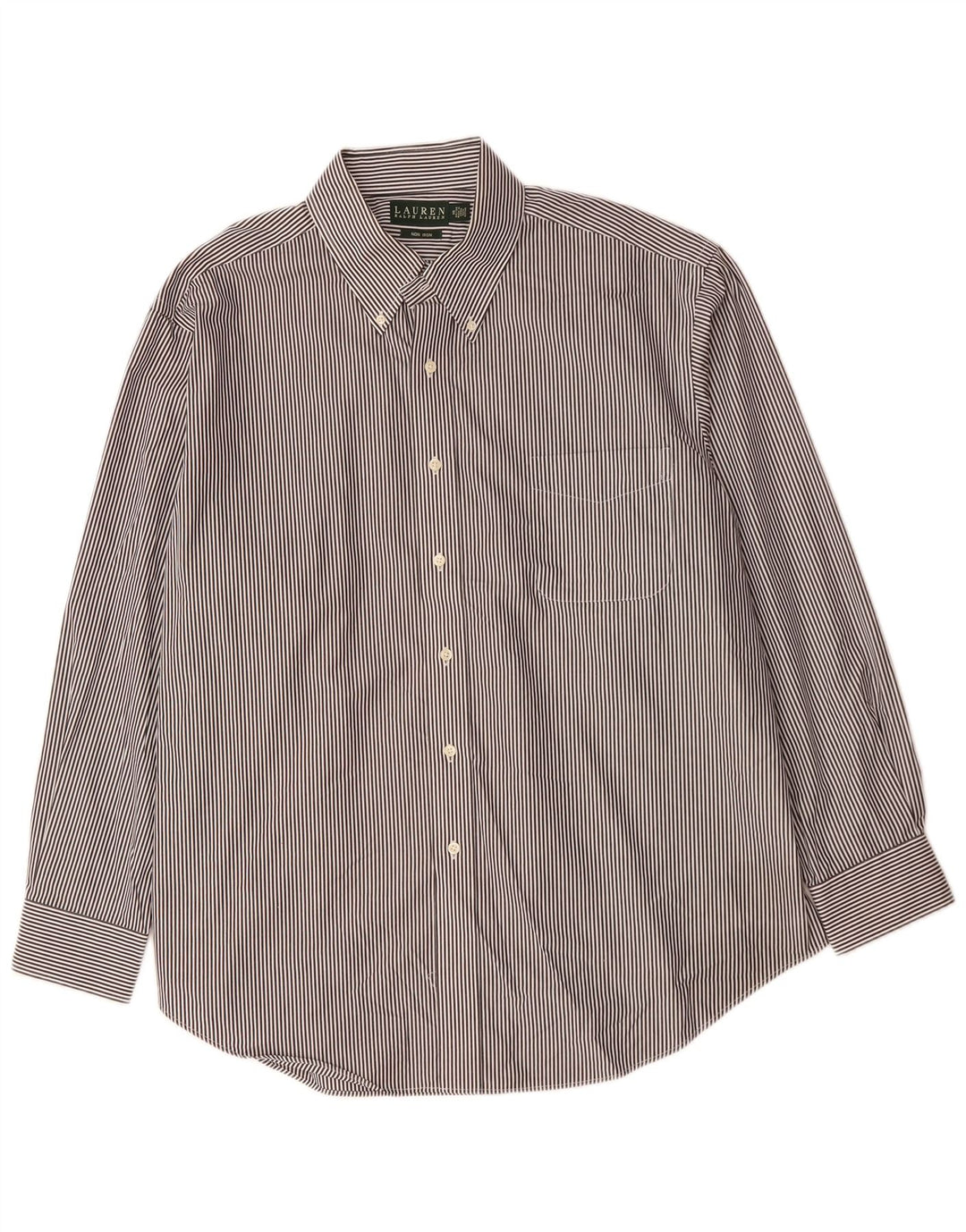 RALPH LAUREN Mens Shirt Size 18 2XL Black Pinstripe Cotton