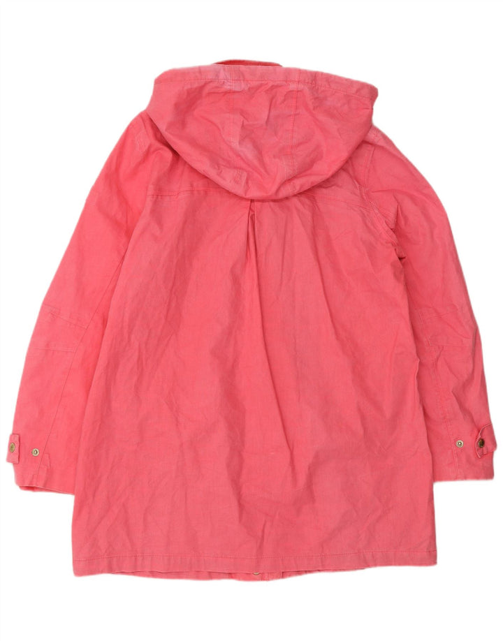 JOULES Womens Hooded Raincoat UK 12 Medium  Pink Linen
