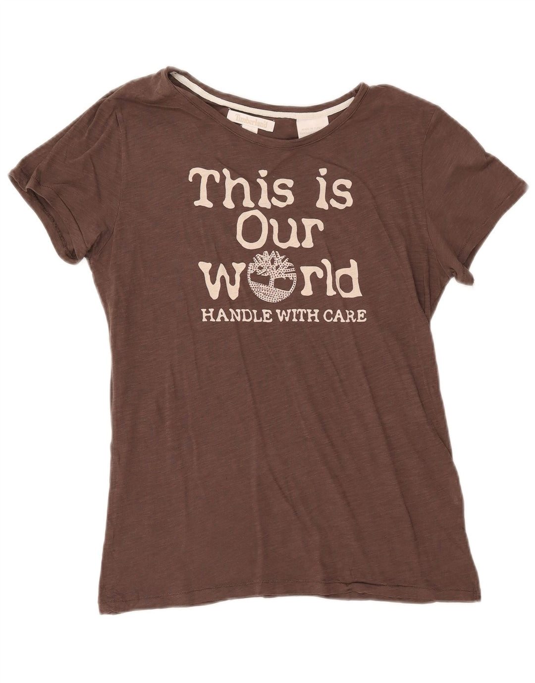 Timberland Womens Graphic T-Shirt Top UK 14 Medium Brown