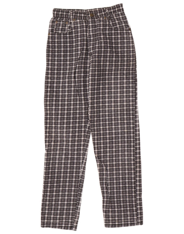VINTAGE Boys Straight Casual Trousers 12-13 Years W24 L28 Grey Check