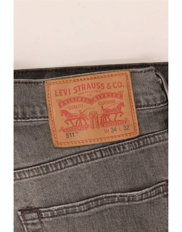 Levi's Mens 511 Slim Jeans W34 L32 Grey Cotton