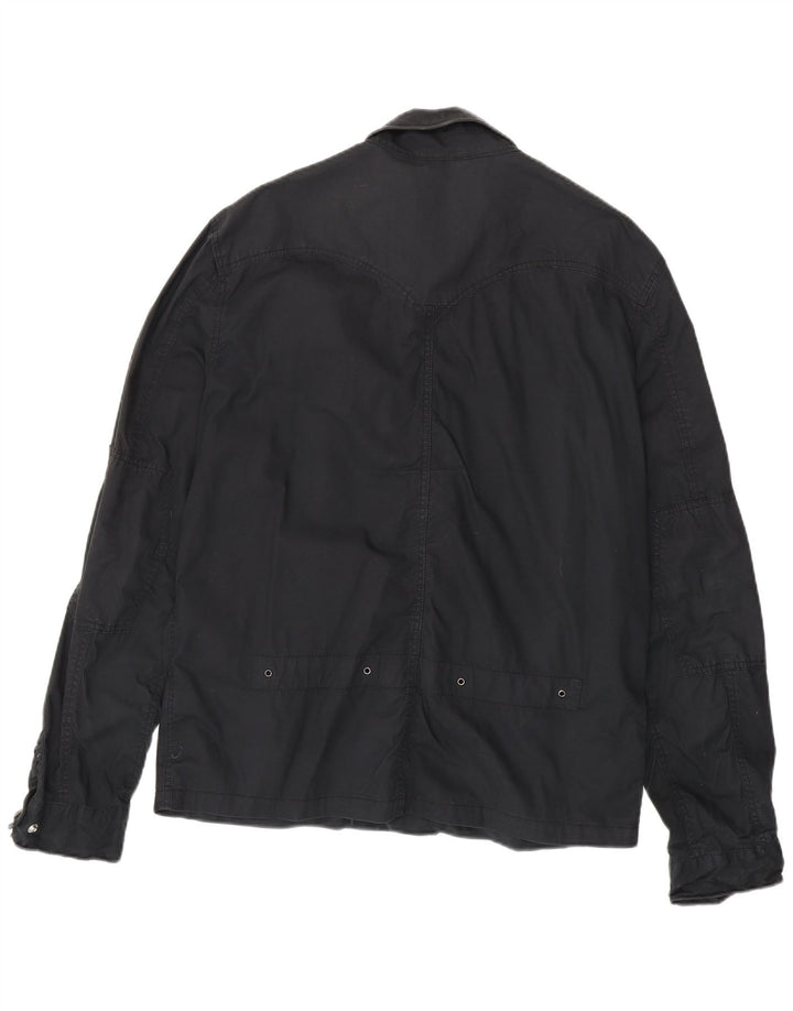 LEVI'S Mens Graphic Military Jacket UK 42 XL Black Cotton