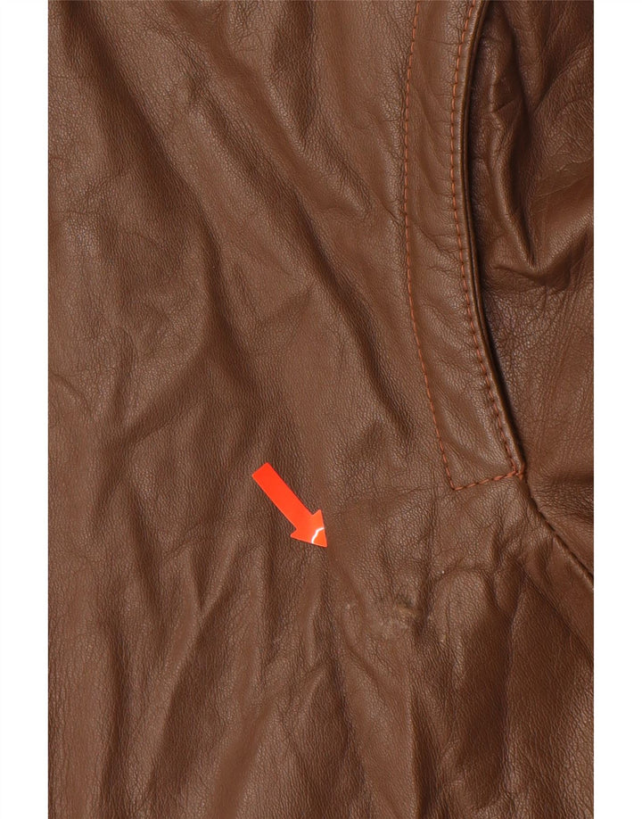 VINTAGE Mens Leather Jacket IT 52 XL Brown
