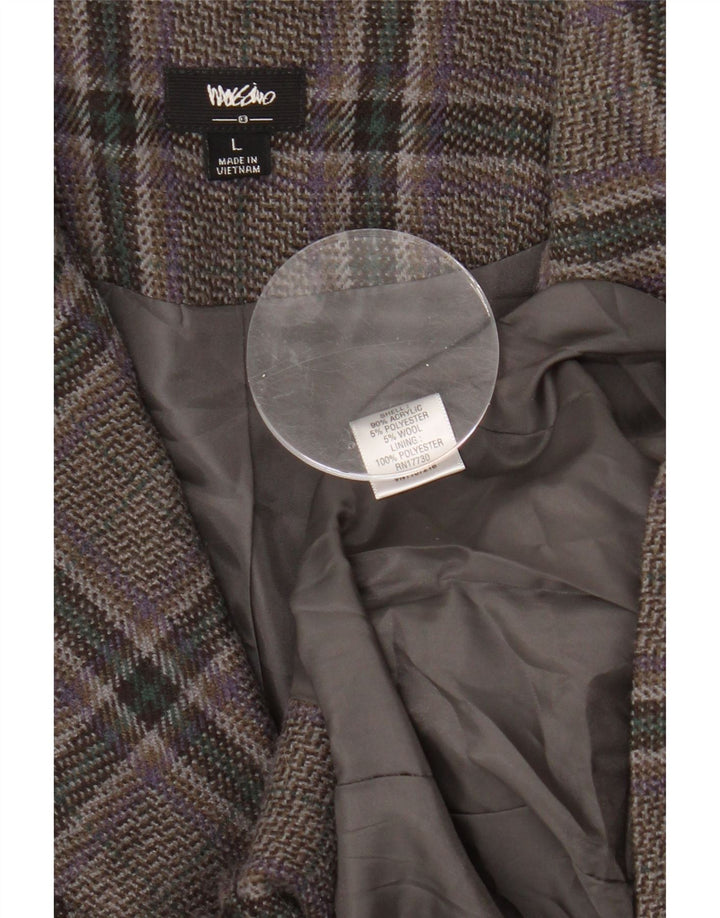 MOSSIMO Womens 3 Button Blazer Jacket UK 16 Large Grey Check Acrylic Vintage Mossimo and Second-Hand Mossimo from Messina Hembry 