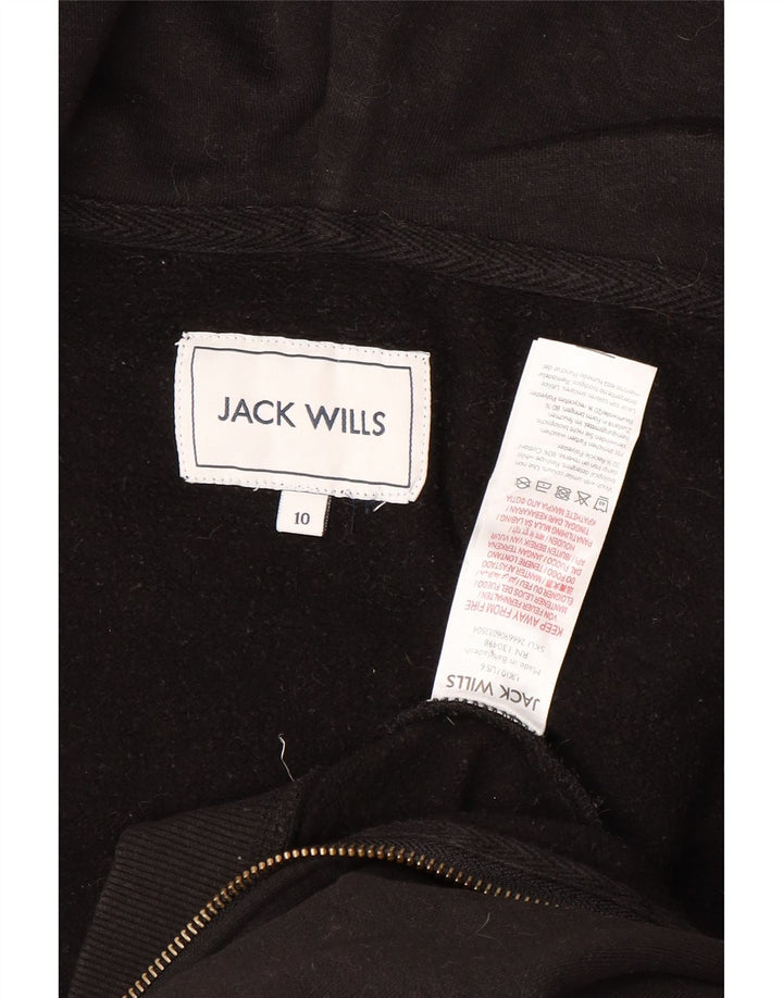 JACK WILLS Womens Oversized Crop Zip Hoodie Sweater UK 10 Small Black