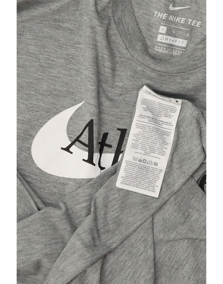 NIKE Mens Dri Fit Graphic T-Shirt Top Large Grey Polyester
