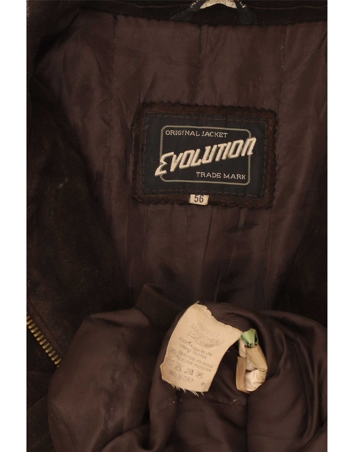 Evolution Mens Suede Jacket IT 56 3XL Brown Leather