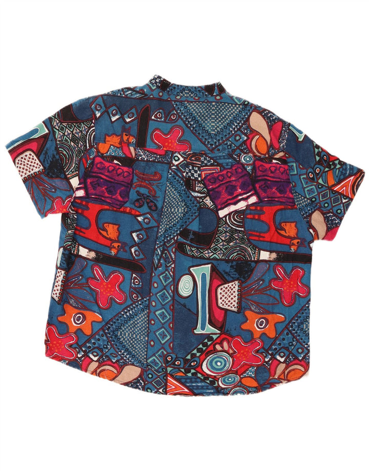 Vintage Mens Short Sleeve Pullover Shirt Large Multicoloured Geometric