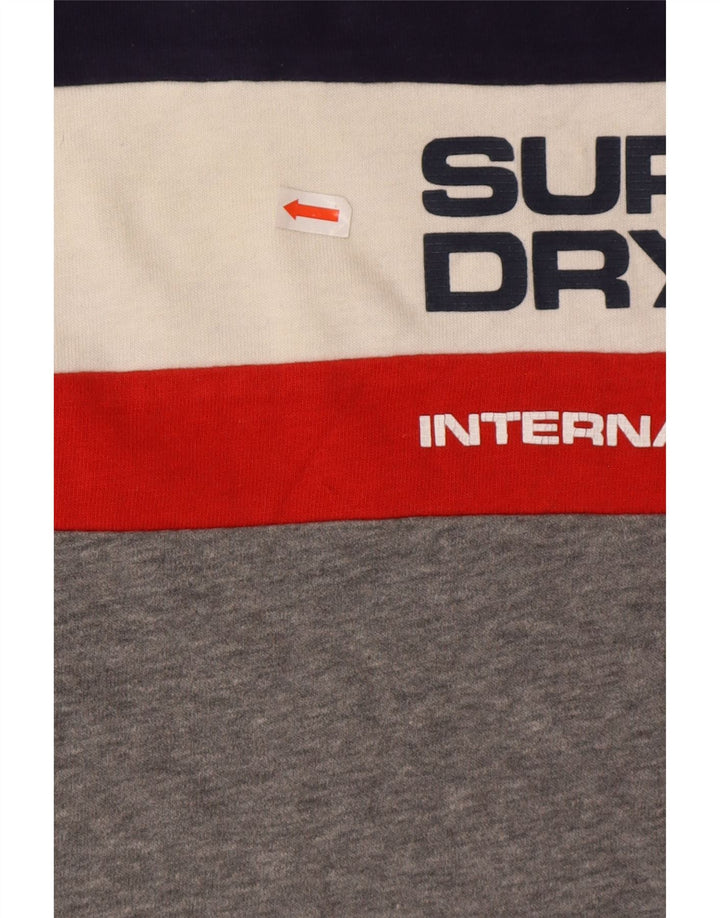 Superdry Mens Graphic Top Long Sleeve Small Grey Colourblock Cotton