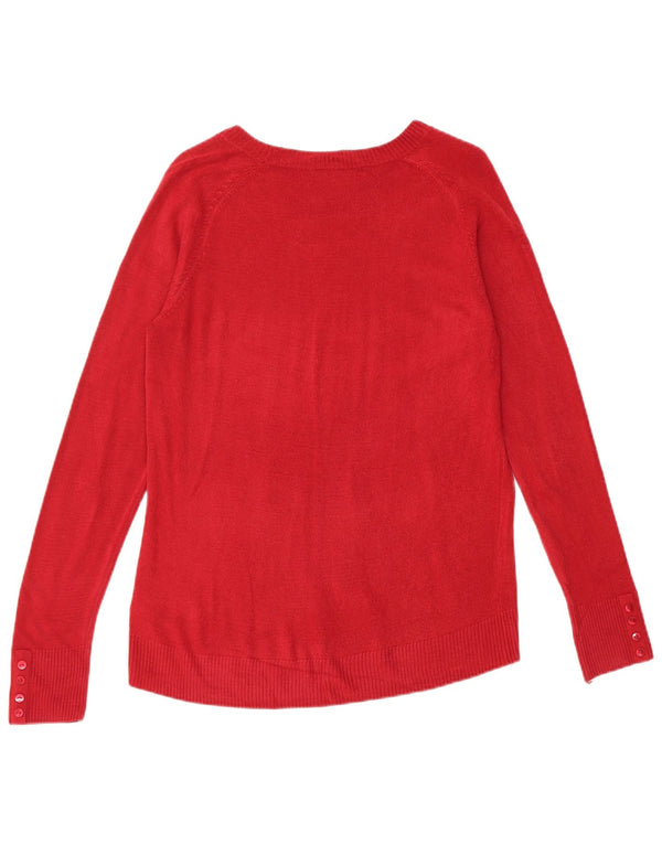 Marks & Spencer Womens Boat Neck Jumper Sweater UK 14 Medium  Red Acrylic