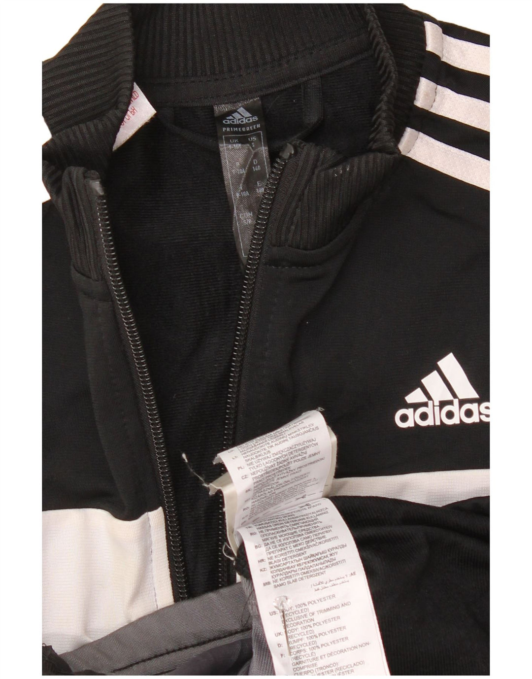 Adidas Boys Tracksuit Top Jacket 9-10 Years Black Colourblock Polyester