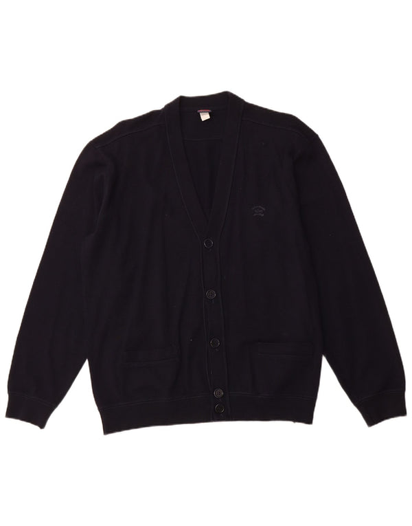 PAUL & SHARK Mens Cardigan Sweater Large Navy Blue Wool
