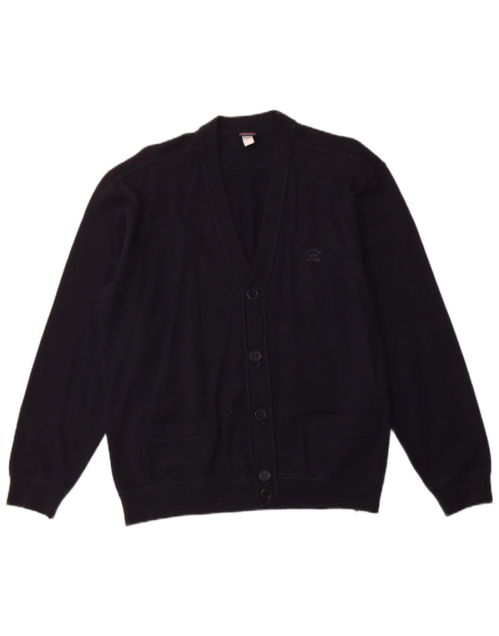 PAUL & SHARK Mens Cardigan Sweater Large Navy Blue Wool