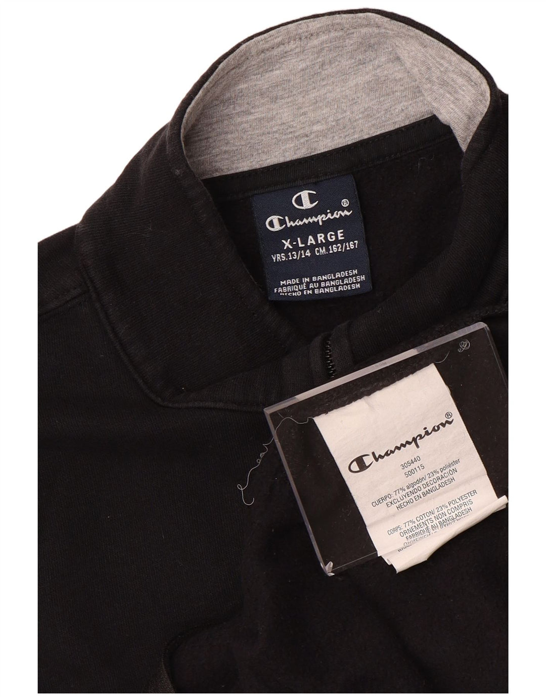 CHAMPION Boys Graphic Tracksuit Top Jacket 13-14 Years XL Black Cotton