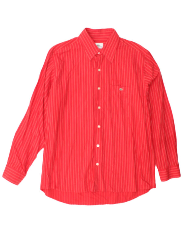 Lacoste Mens Shirt Size 43 Large Red Striped Cotton