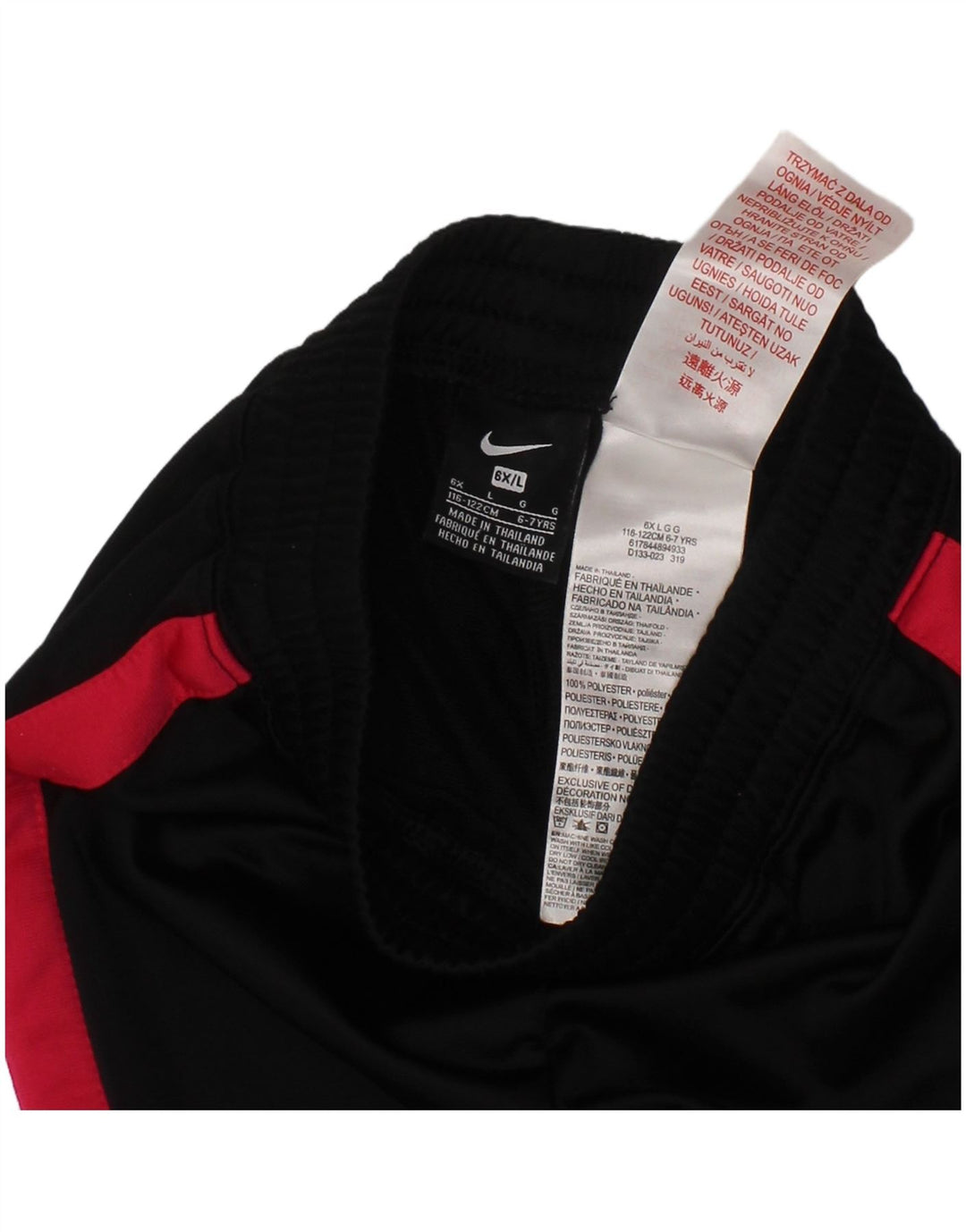 NIKE Girls Tracksuit Trousers Joggers 6-7 Years Large Black Colourblock