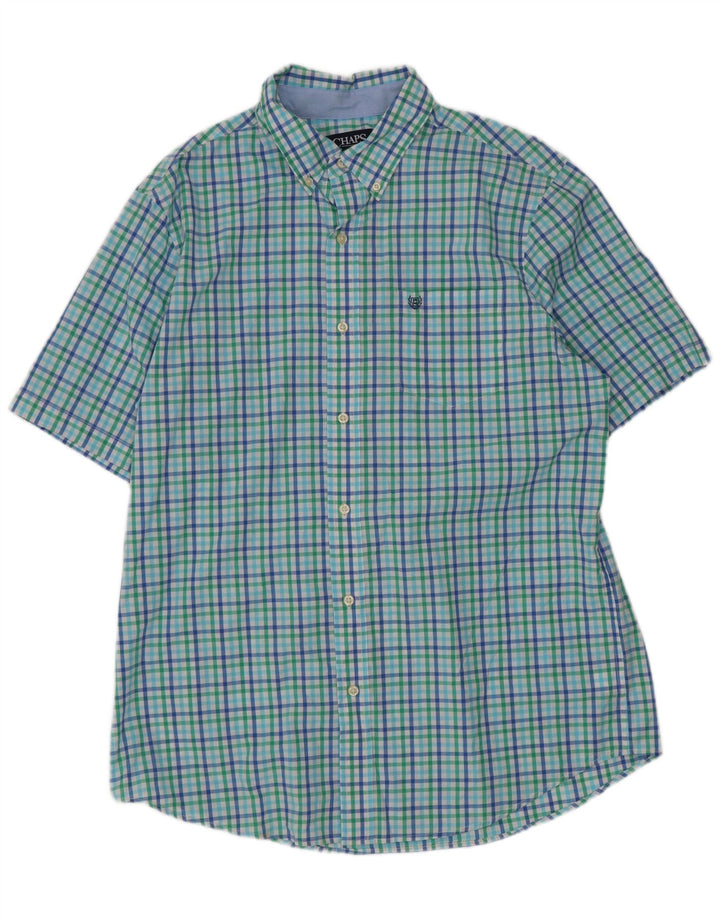 Chaps Mens Short Sleeve Shirt Large Multicoloured Gingham Cotton