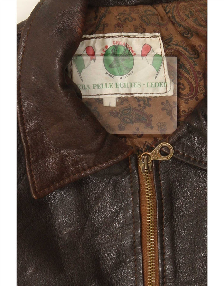 Vintage Mens Leather Jacket UK 40 Large Brown