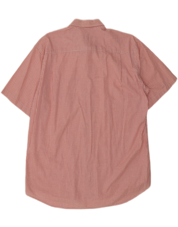Lacoste Mens Short Sleeve Shirt Size 42 Large Red Gingham Cotton