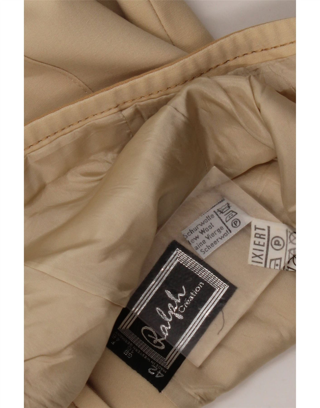 RALPH Womens 4 Button Blazer Jacket UK 16 Large Beige Virgin Wool