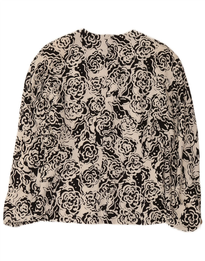 Max Mara Womens 4 Button Blazer Jacket UK 12 Medium White Floral Polyester