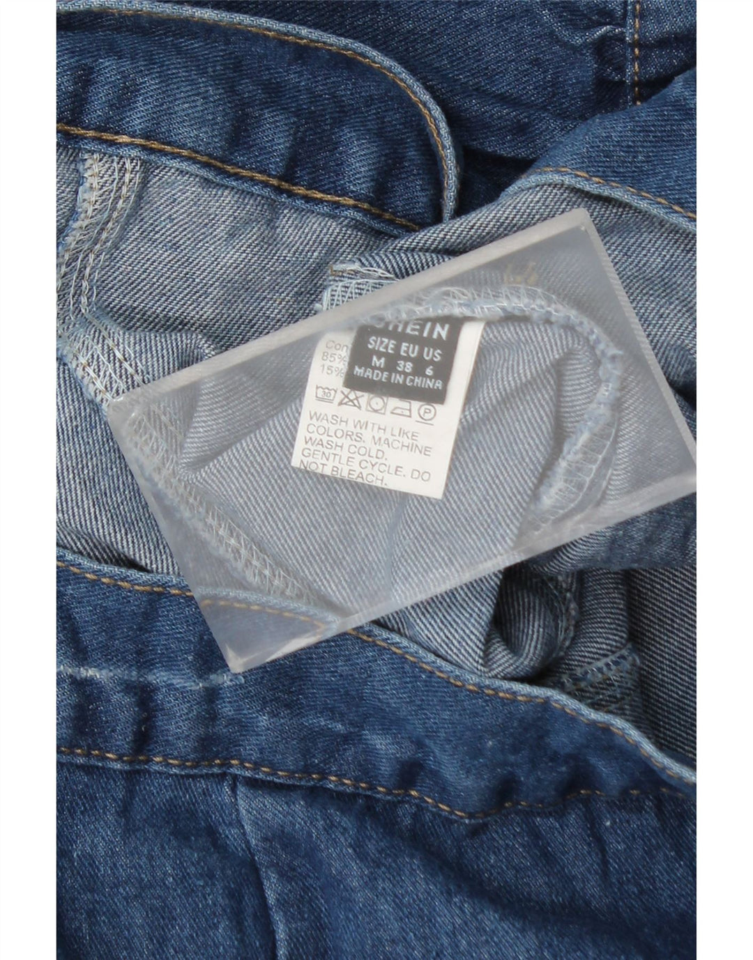 SHEIN Womens Crop Short Sleeve Denim Cardigan Top UK 12 Medium Blue Cotton