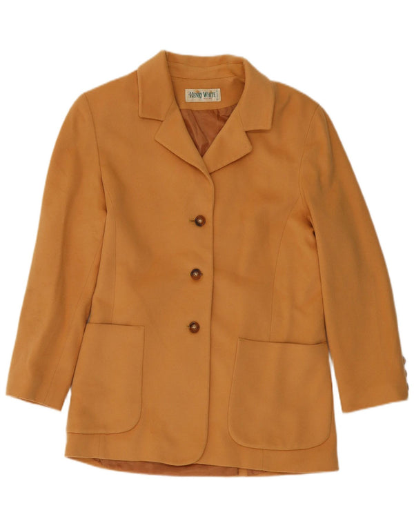 HENRY WHITE Womens 3 Button Blazer Jacket UK 14 Large Beige Wool