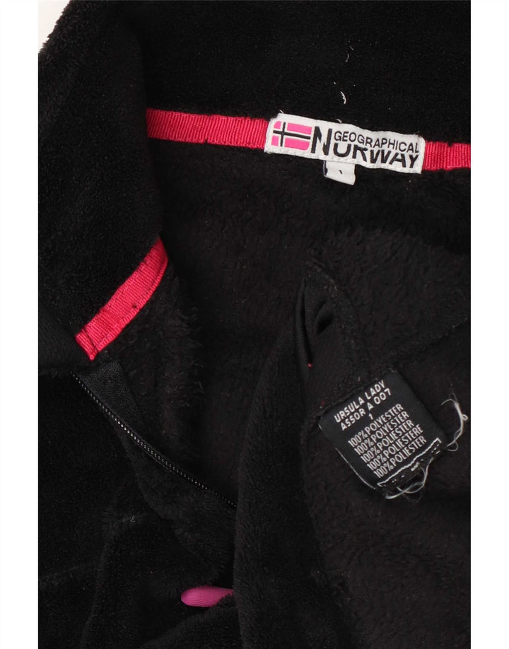 Geographical Norway Womens Fleece Jacket UK 14 Medium Black Polyester