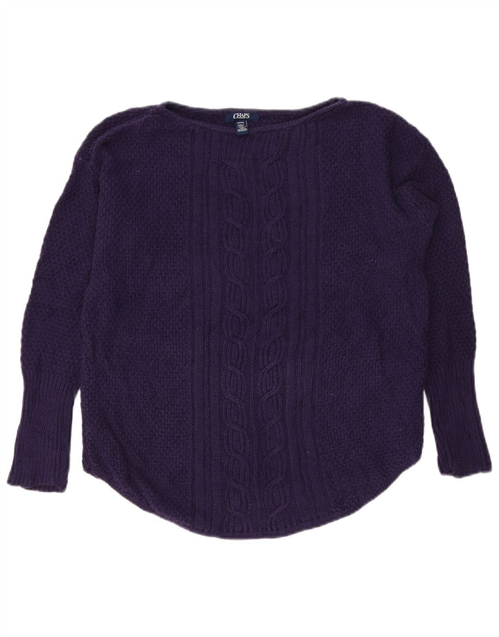 Chaps Womens Oversized Boat Neck Jumper Sweater UK 10 Small Purple Cotton