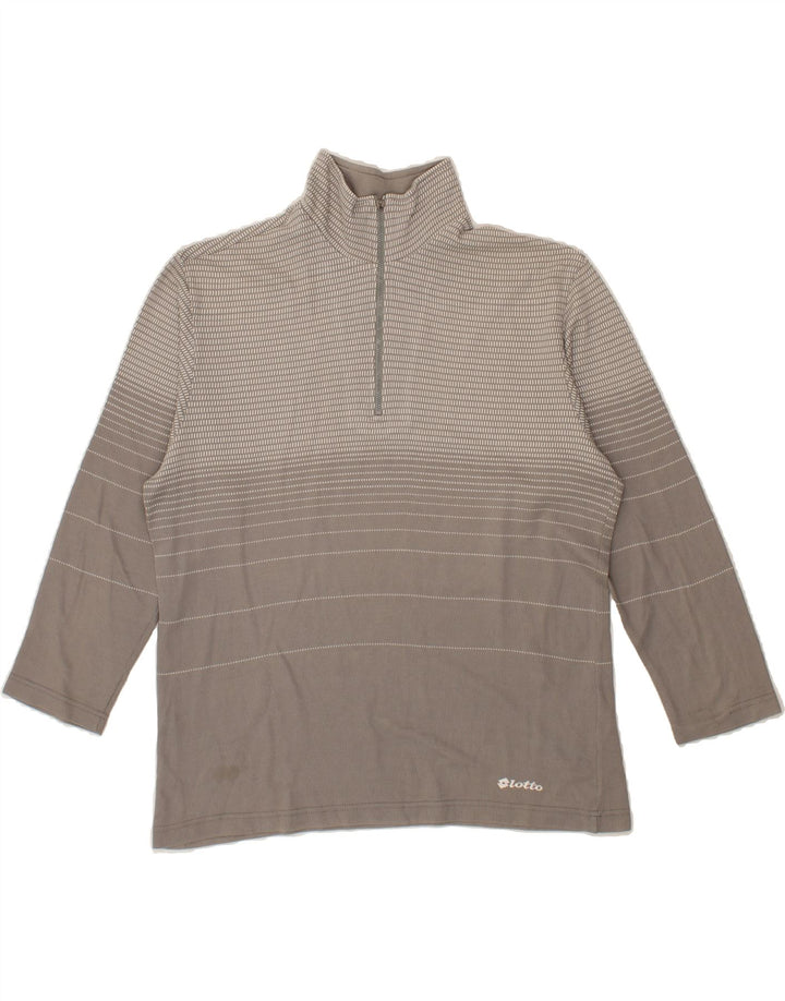 LOTTO Mens Zip Neck Top Long Sleeve Large Grey Striped Vintage Lotto and Second-Hand Lotto from Messina Hembry 