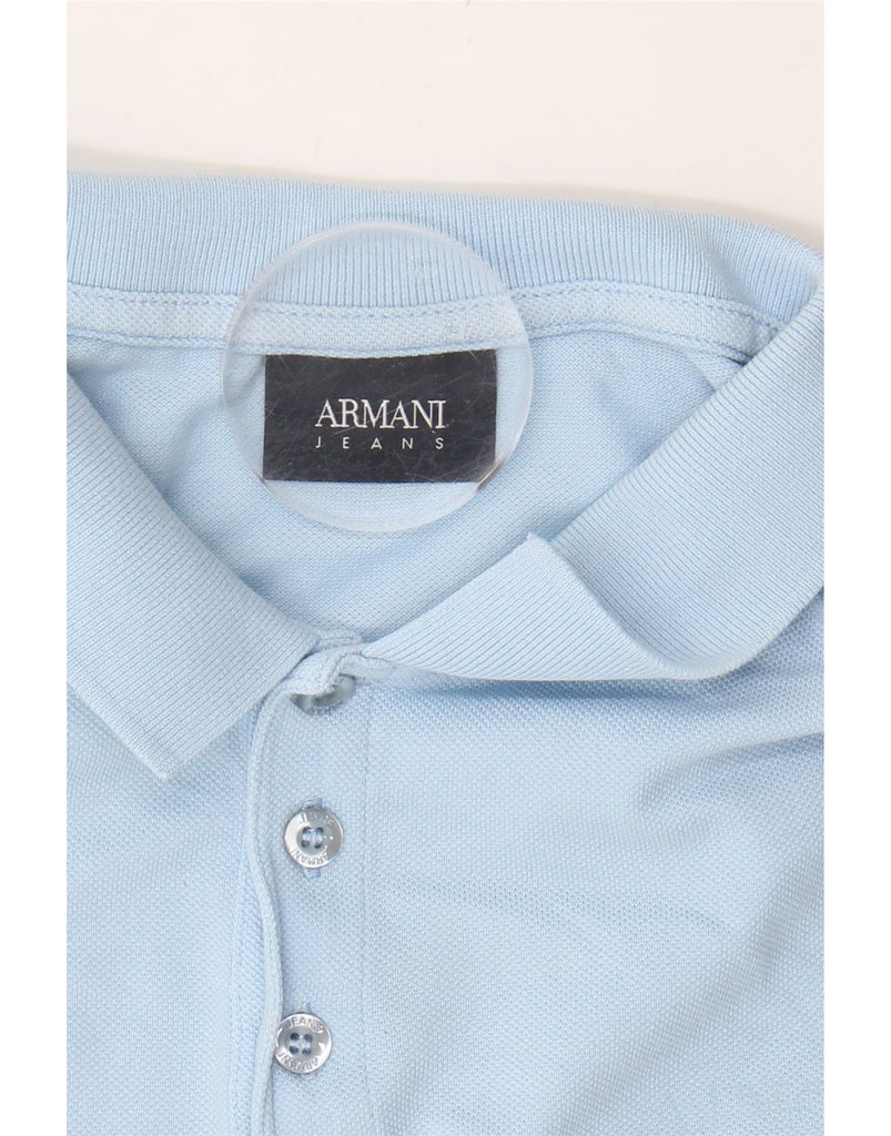 ARMANI Mens Polo Shirt Small Blue Cotton Vintage Armani and Second-Hand Armani from Messina Hembry 