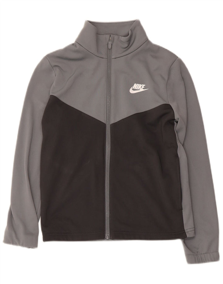 Nike Boys Graphic Tracksuit Top Jacket 10-11 Years Medium Grey Colourblock