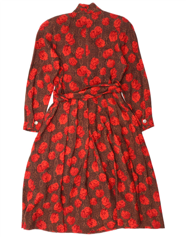 STANNER Womens Long Sleeve A-Line Dress IT 42 Medium Brown Floral Wool