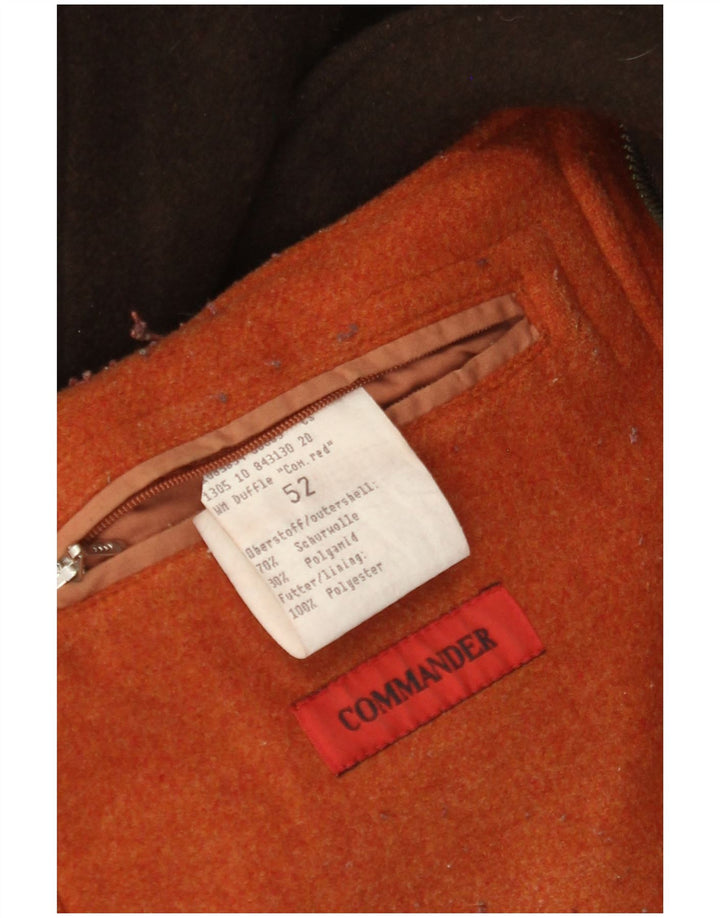 Commander Mens Hooded Duffle Coat EU 52 XL Brown Wool