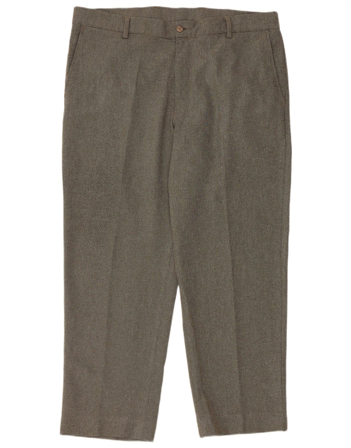 FARAH Womens Straight Chino Trousers W40 L29 Green Check Polyester