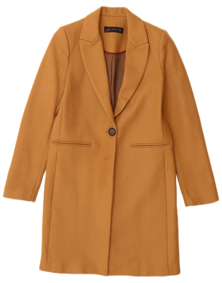 Zara Womens Overcoat UK 6 XS Brown Wool