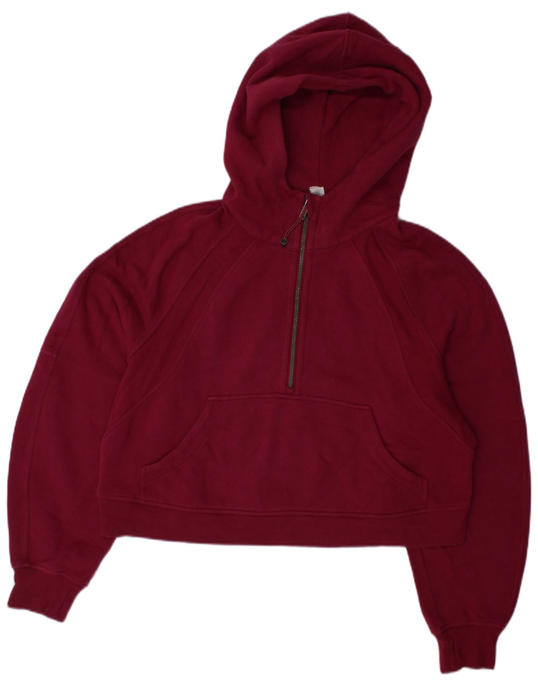 LULULEMON Womens Oversized Crop Hoodie Jumper UK 14 Medium Burgundy