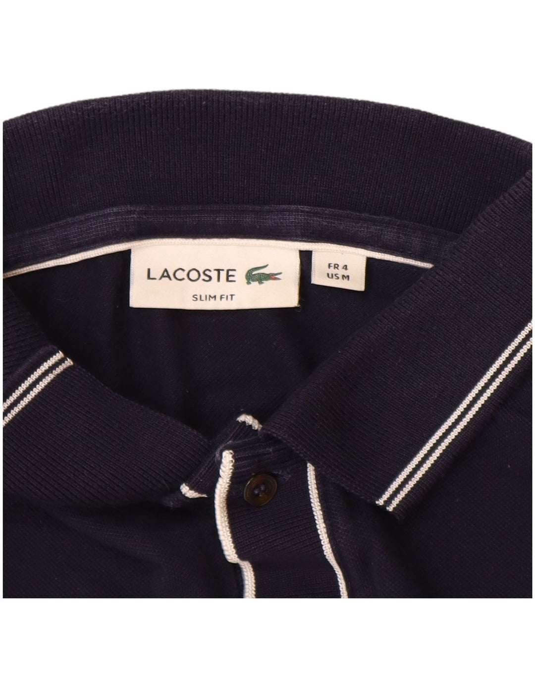 LACOSTE Mens Slim Fit Polo Shirt Size 4 Medium Navy Blue Cotton