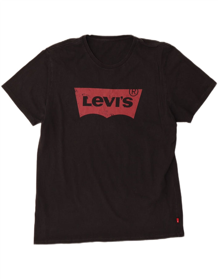 LEVI'S Mens Graphic T-Shirt Top Medium Black Cotton Vintage Levi's and Second-Hand Levi's from Messina Hembry 