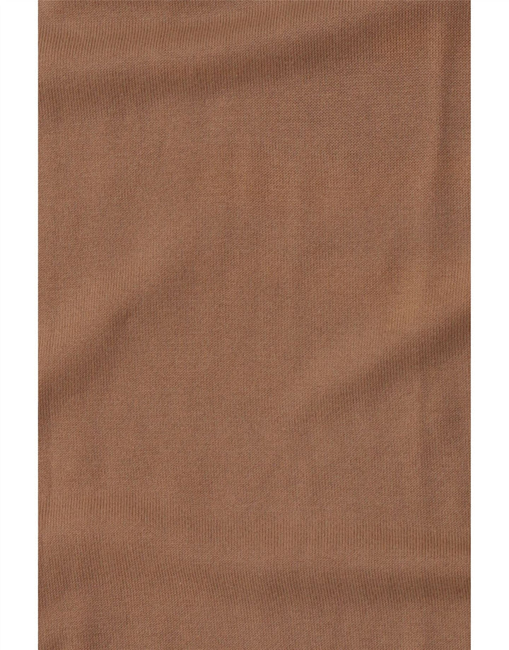 BENETTON Womens Slim Fit Crew Neck Jumper Sweater UK 14 Large Beige Cotton