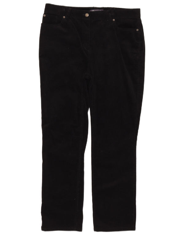 Marks & Spencer Womens High Waist Corduroy Trousers UK 14 Large W34 L28 Bla