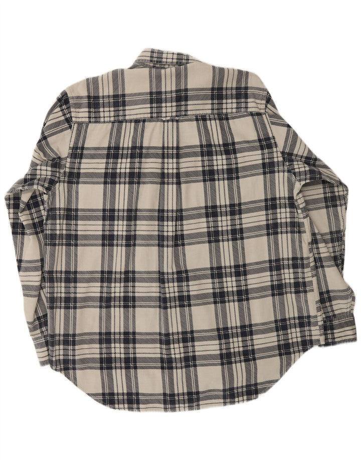 Blanc Bleu Mens Corduroy Shirt Large Off White Check Cotton