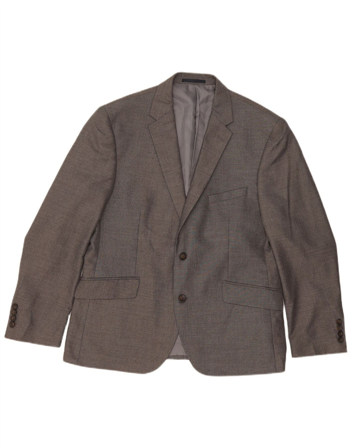 Marks & Spencer Mens 2 Button Blazer Jacket UK 42 Large Grey Polyester