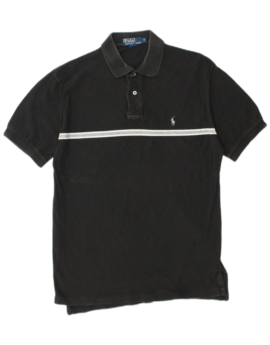 POLO RALPH LAUREN Mens Polo Shirt Medium Black Striped Cotton