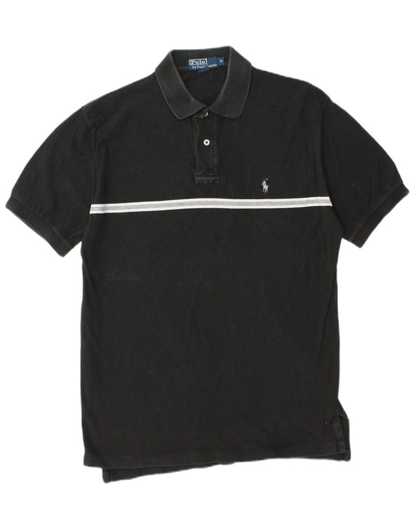 POLO RALPH LAUREN Mens Polo Shirt Medium Black Striped Cotton
