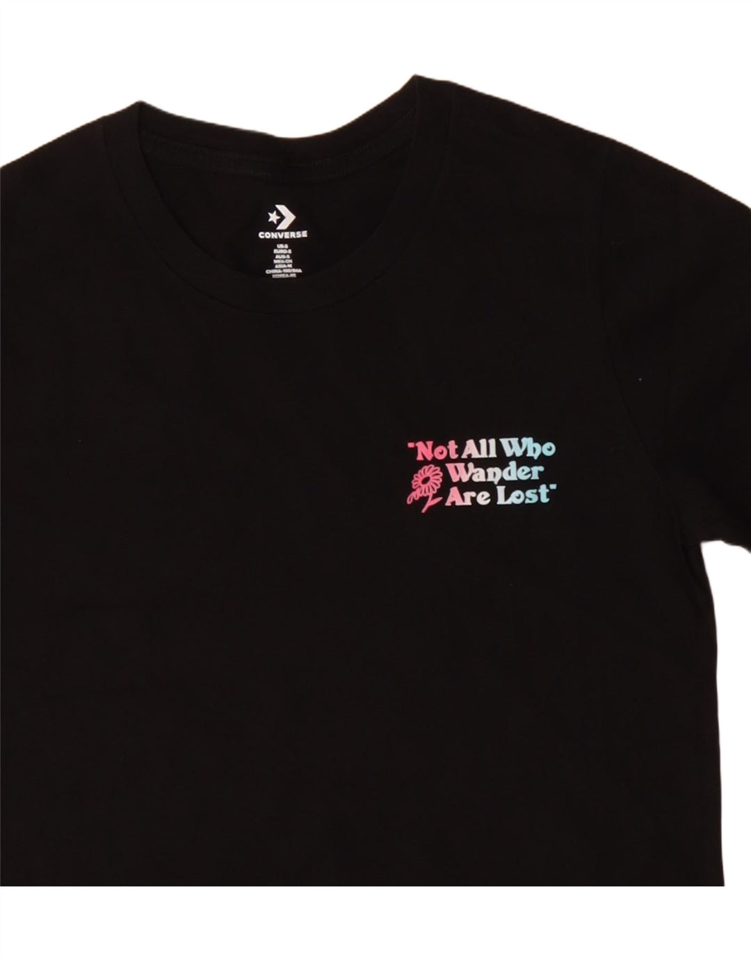 Converse Womens Graphic T-Shirt Top UK 10 Small Black Cotton