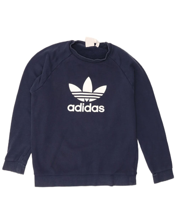 Adidas Mens Graphic Sweatshirt Jumper Medium Navy Blue Cotton