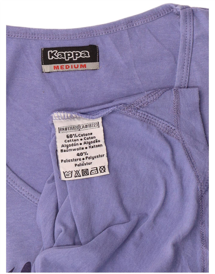 KAPPA Womens Graphic T-Shirt Top UK 12 Medium Blue Cotton
