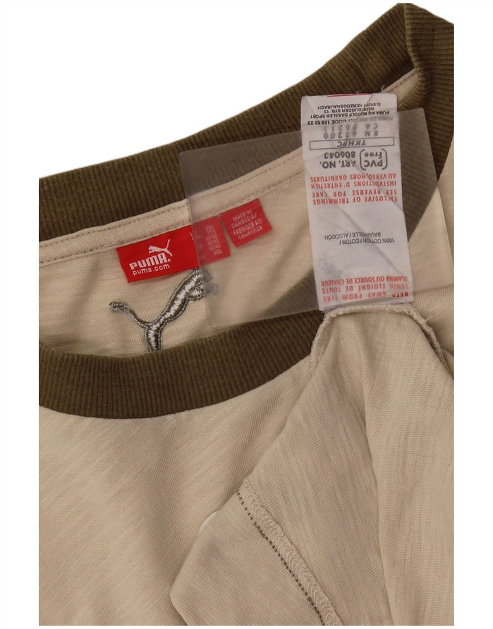 Puma Mens Graphic T-Shirt Top 2XL Beige Cotton